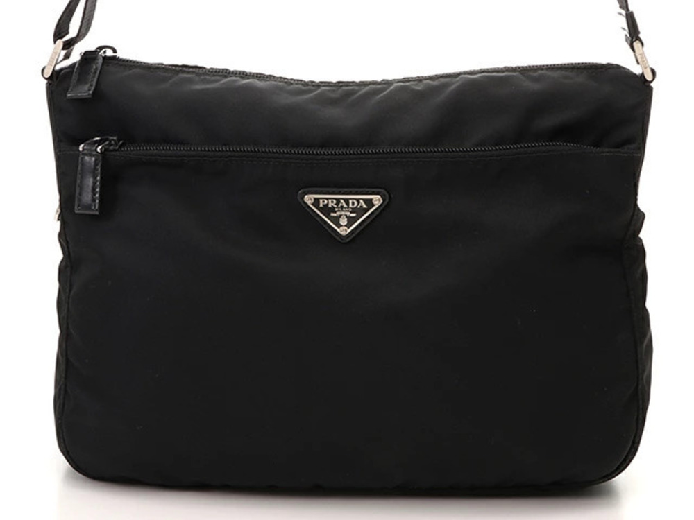 Prada Tessuto Saffiano Leather Shoulder Bag Black